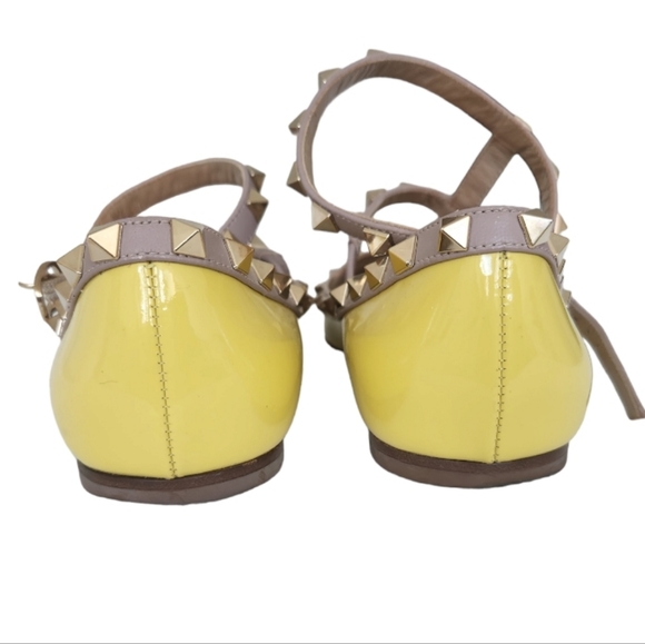 Valentino Rockstud Cage Ballet Flats Yellow 1 - Picture 3 of 15